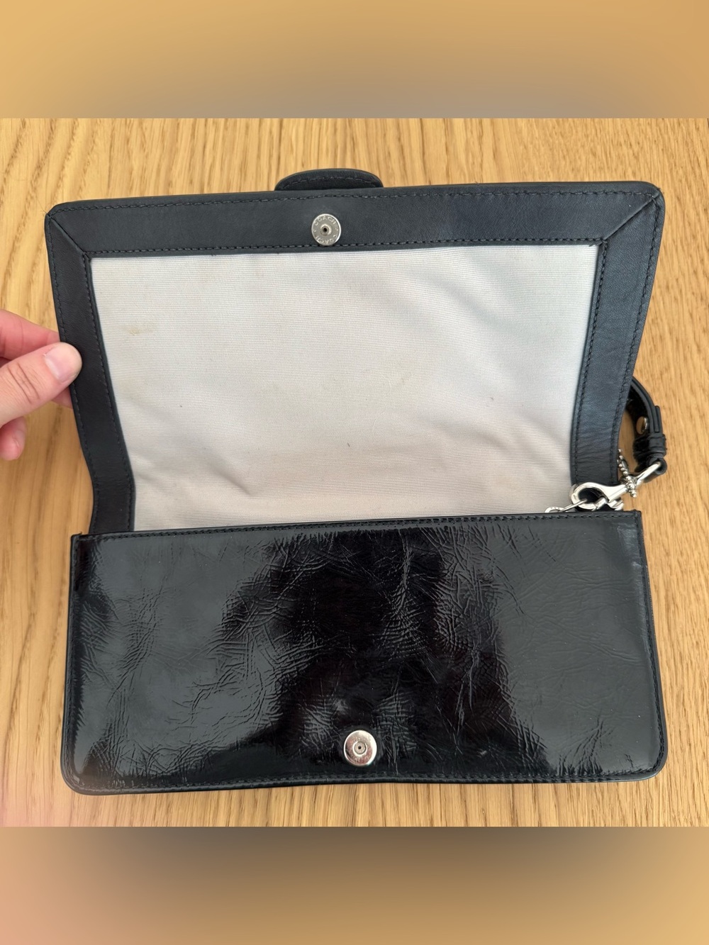 Coach Black Patent Leather Buckle Wristlet - Picture 5 of 12